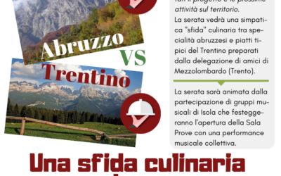 Sabato 8 Dicembre: Abruzzo vs Trentino, una “sfida” gastronomica di beneficenza